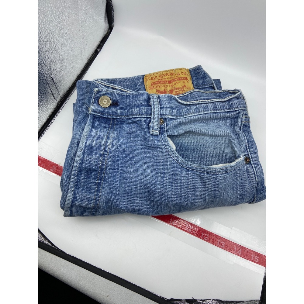 Vintage Levis 501 Button Fly Jeans Blue Light Wash Straight Leg 36x36 Mens